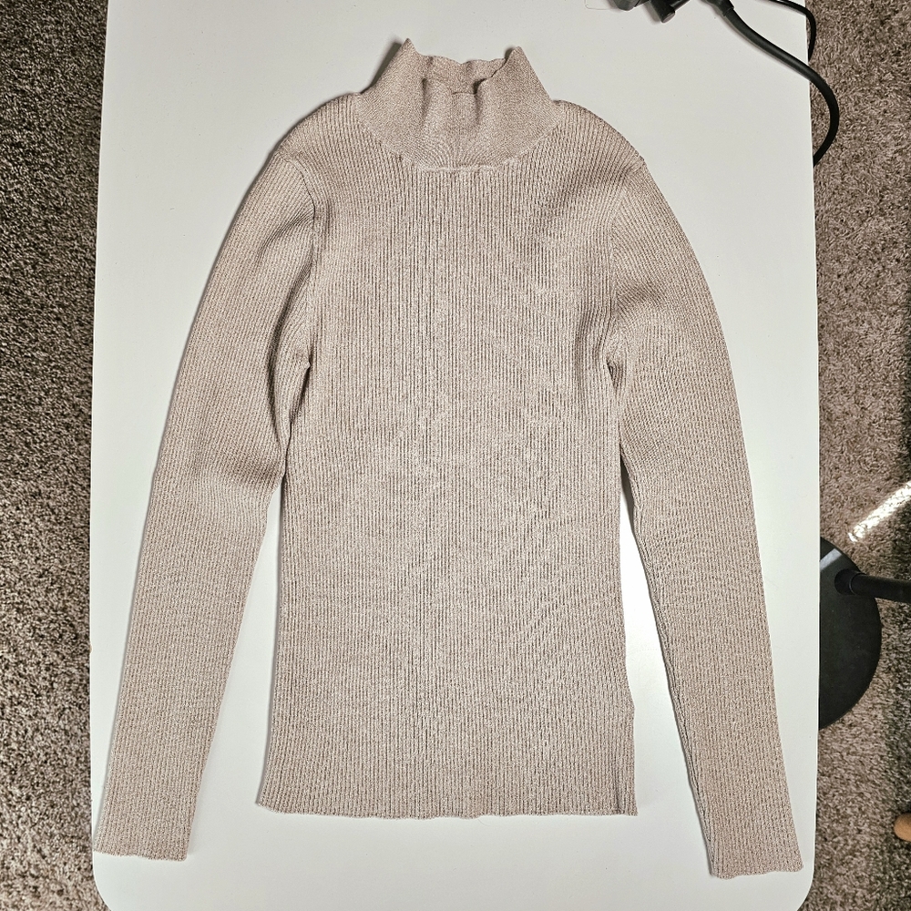 SNIDEL Lamé Rib Knit Long Sleeve Turtle Neck - size F (ONE SIZE), approx. XS-M - Picture 3 of 8